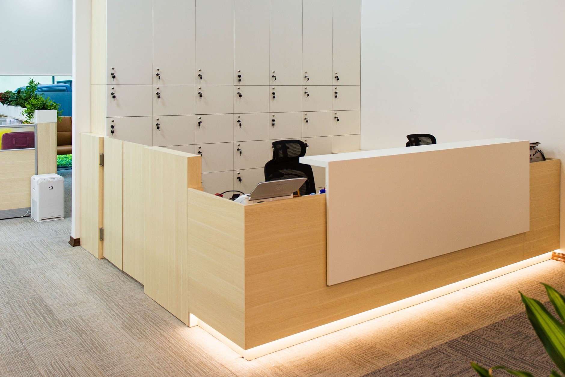 Modern office reception desk area in Kennesaw, GA